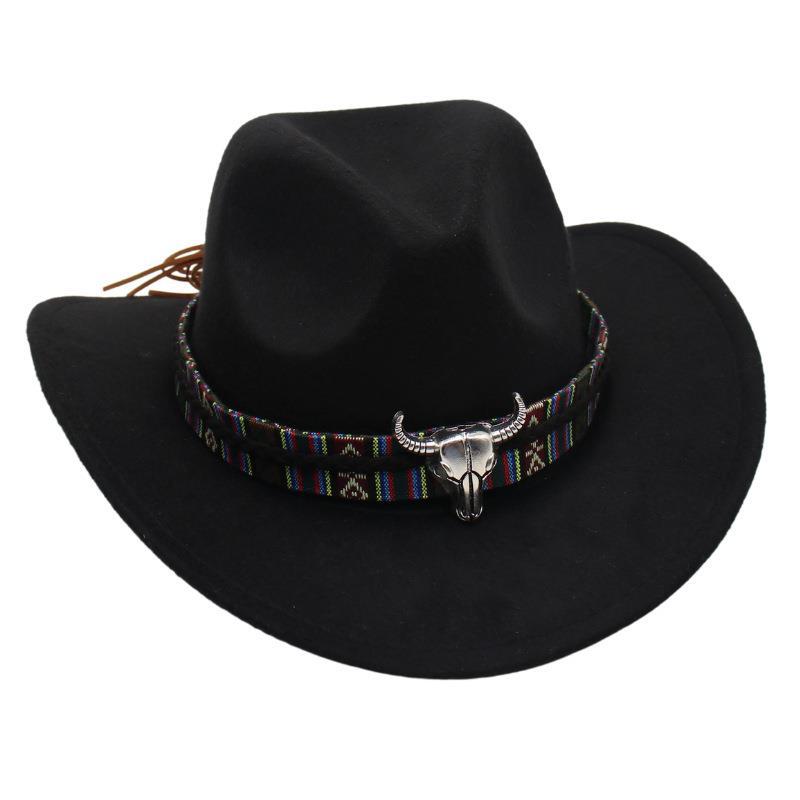 Ethnic Style Handsome Tibetan Hat Children'S Performance Top Hat Cow Head Warped Edge Western Cowboy Hat Sunscreen Sun Hat