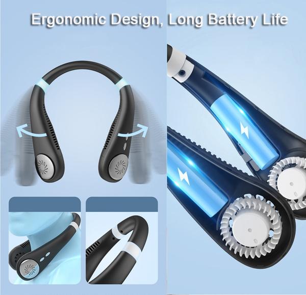 Hanging Dual Cooling Neck Fan Mini Bladeless Fan USB Portable Rechargeable Quiet Ventilator for Traveling Outdoor Indoor