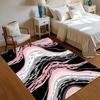 Pink Black Grey Area Rug Abstract Fluid Curves Carpet Bold Contrast Non-Slip Washable Doormat Floormat Nordic Minimalist Style