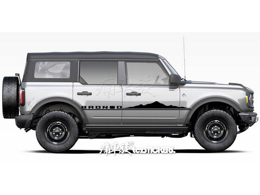 Bronco Mustang Car Stickers: Pinstripes, Waistline, and Side Skirt Decorations