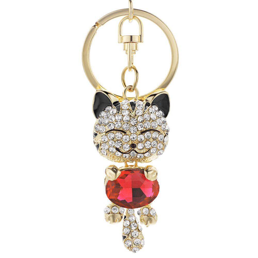 Lovely Cat Crystal Rhinestone Keyrings Key Chains Rings Holder Purse Bag for Car Keychains Cute Keychain