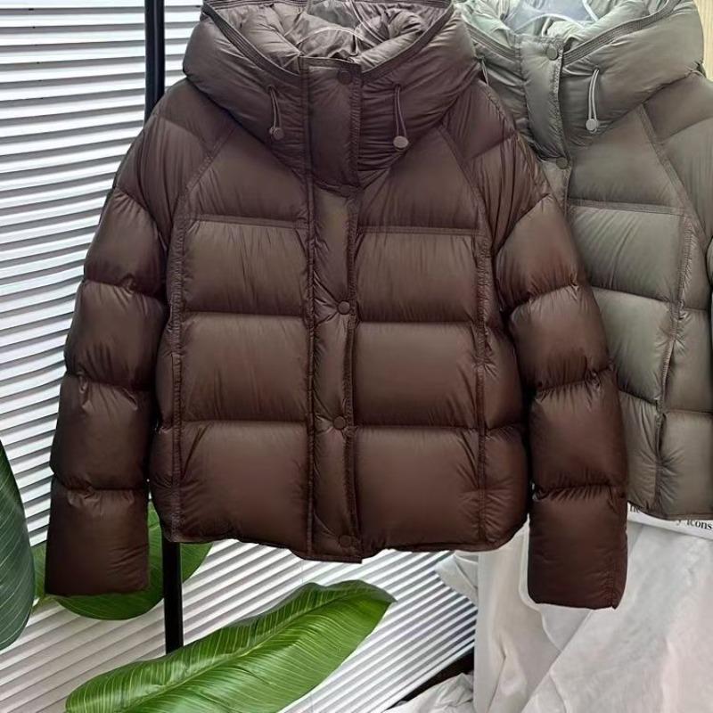 Herbst und Winter einfarbige Puffärmel kurze Kapuzen-Loose-Brotkleidung verdickte warme Baumwollkleidung Jacke