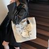 2025 autumn new light leisure commuting large capacity canvas bag women's shoulder bag graffiti portable tote bag