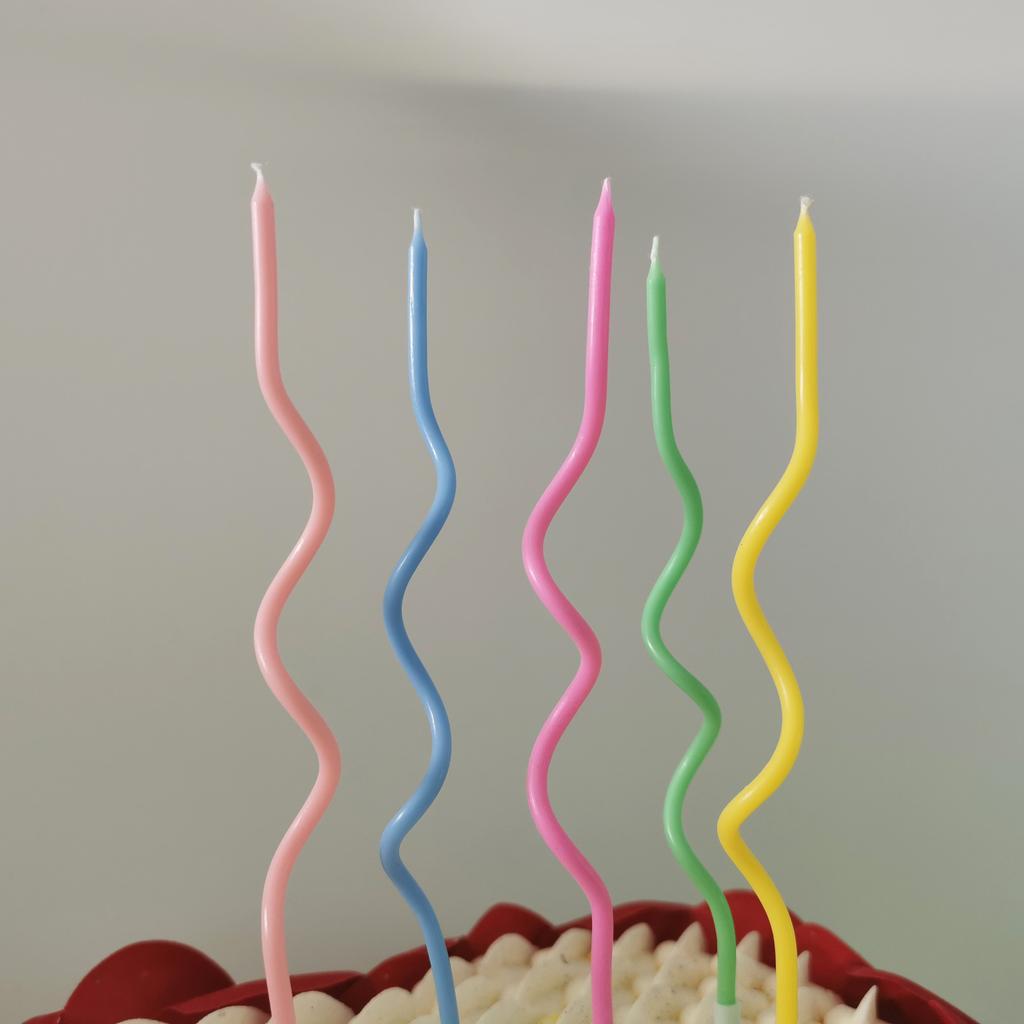 Macaron Color Birthday Candle Color Spiral Birthday Cake Twist Creative Expression Curved Shape Thread Rotation