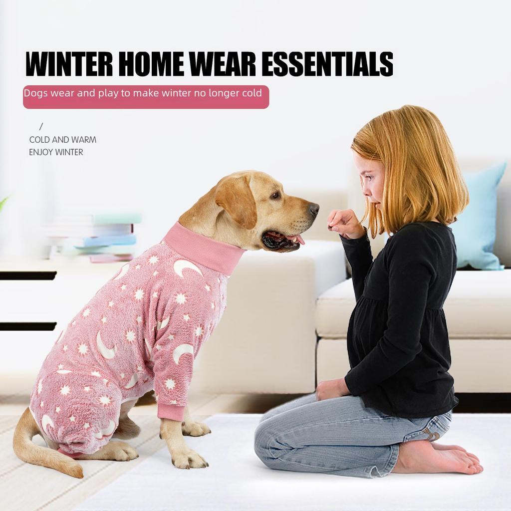Flannel Winter Four-Legged Dog Homewear: Medium To Small Pet Cotton Outfit.