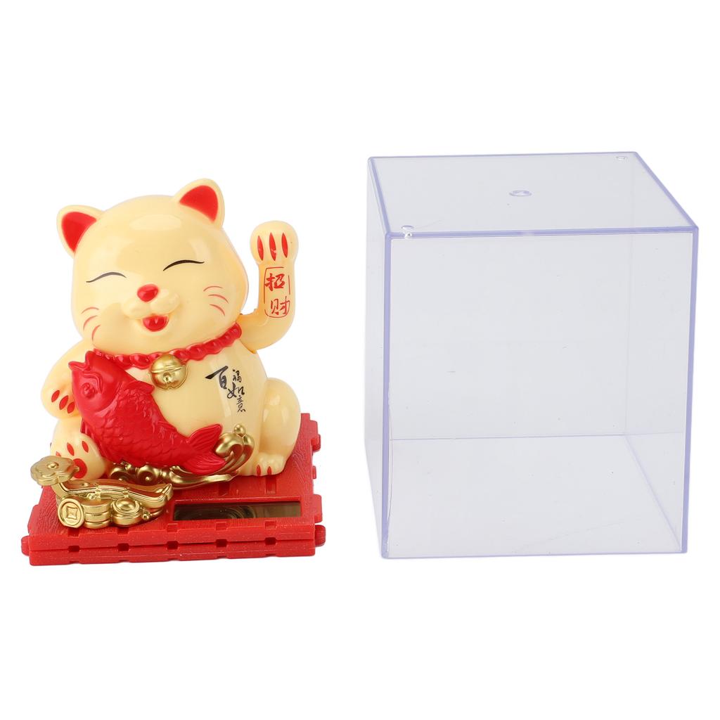 Solar Waving Cat Innovative Cute Solar   Cat Solar Powered Fortune Cat with Transparent Cover for Car Dashboard Cashier Desk Store