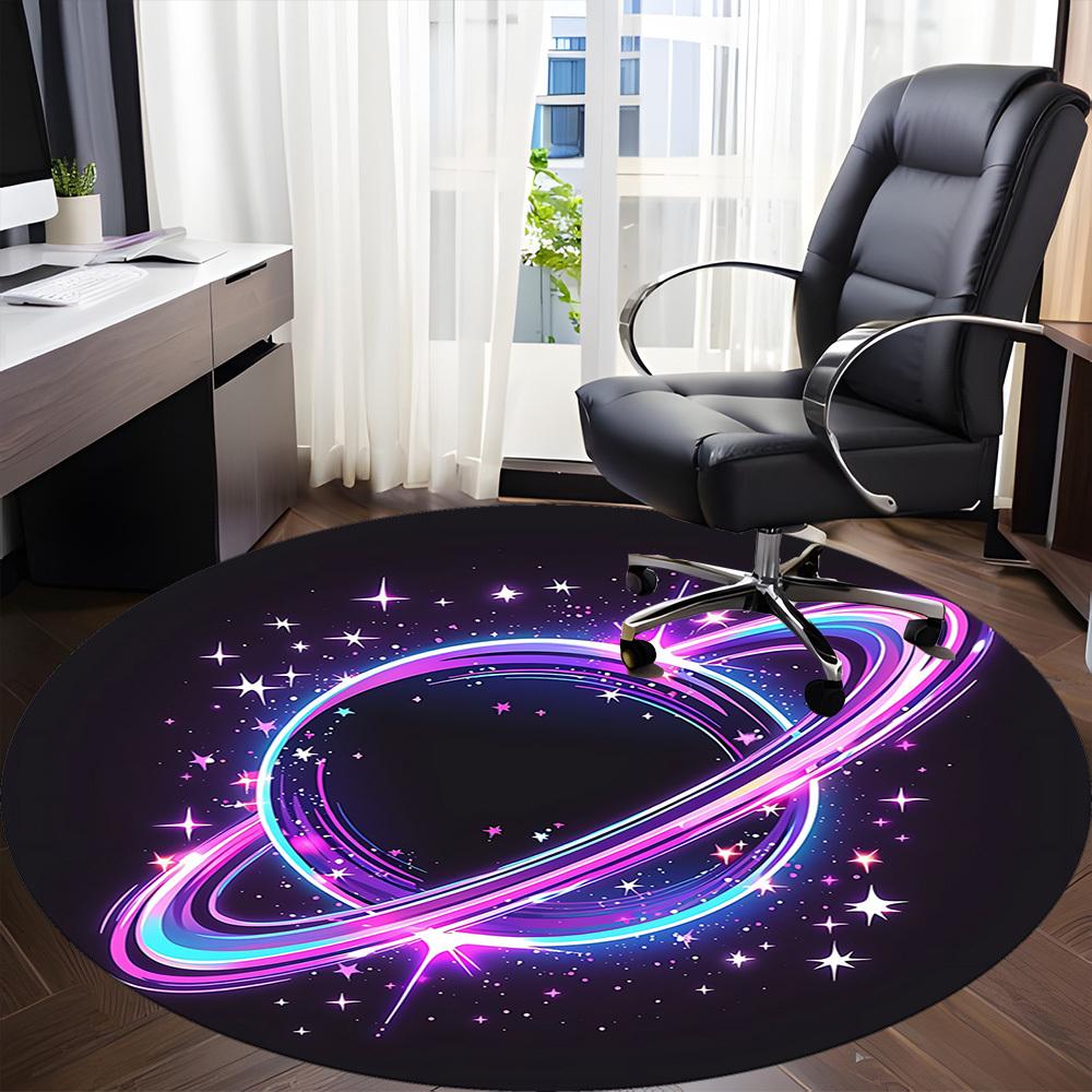 1pc Galaxy Rings Office Round Area Rug,  Mat Suitable ForOffice, Under Office Chairs Bedroom Living Room Home Decor, Room Deco