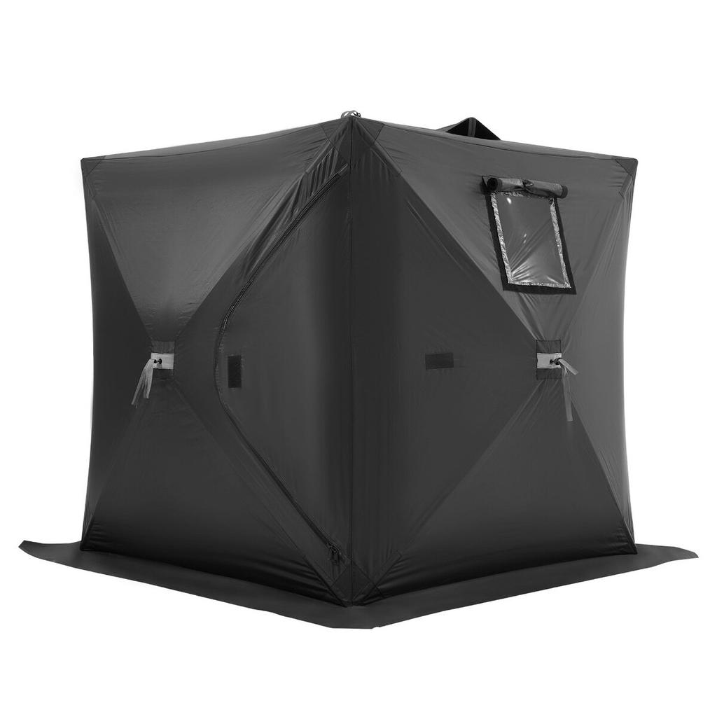 Portable Ice Shelter, 1-2 Person Pop-Up Ice Fishing Tent, 24 Square Feet Fishable Area, Ice Shanty for Winter Fishing, Waterproof Oxford Ice Cube with