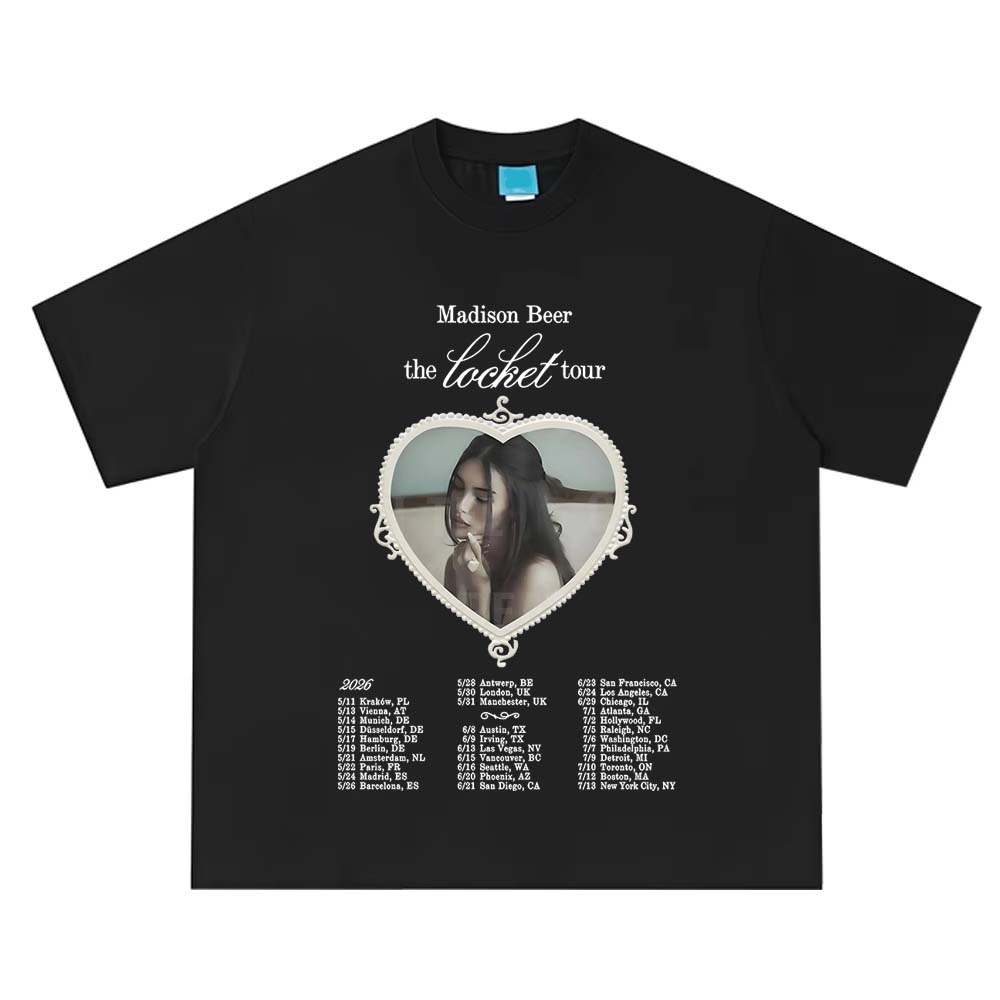 

Madison Beer The Locket Tour 2026 T-Shirts Pure Cotton Fashion Casual Aesthetic Graphic Unisex Fans Shorts Sleeve Classic Top... S