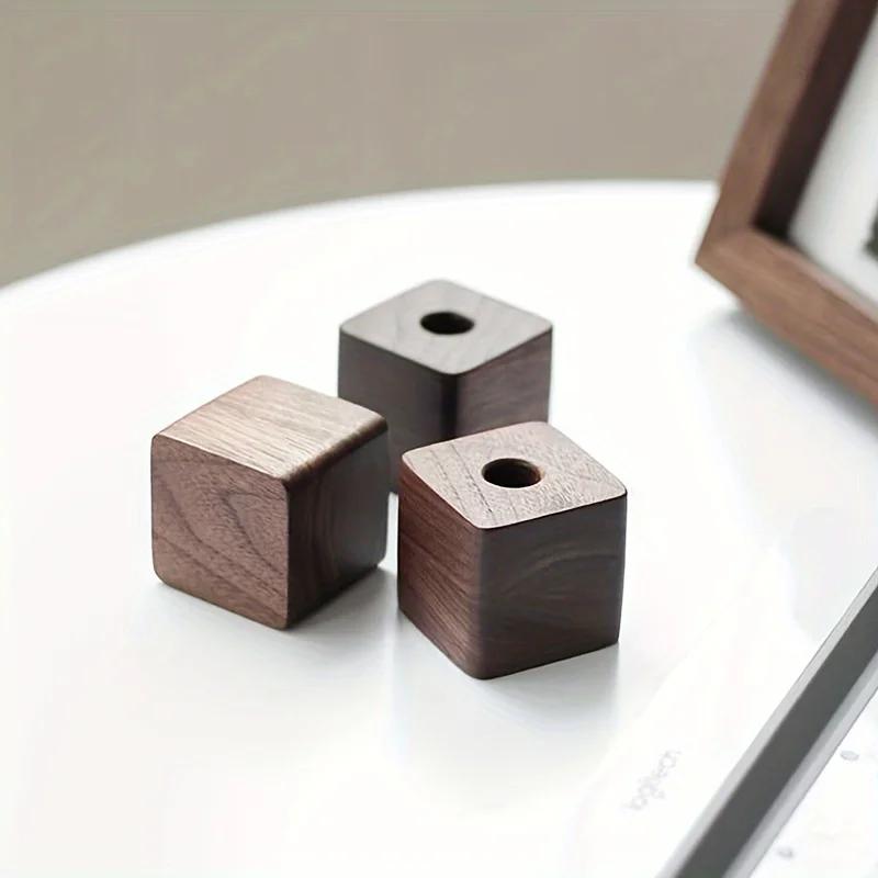 1pc Nordic Walnut Decoration Wall Solid Wood Pen Holder Living Room Study Desk Creative Log Storage Pen Holder