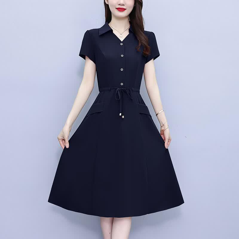 ETAM Classic Tie-Waist A-Line Midi Dress