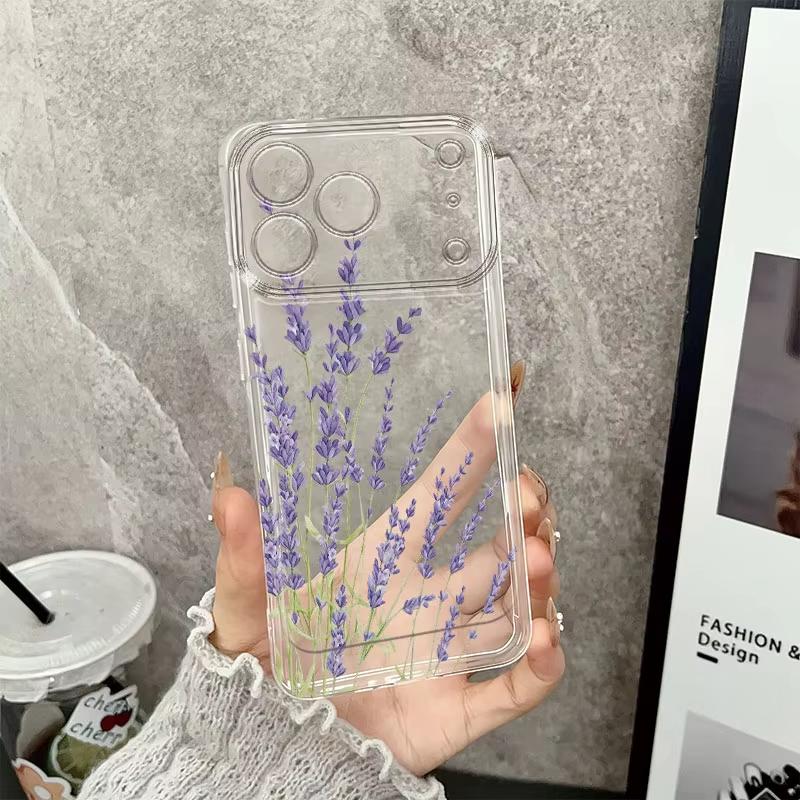 Elegance Purple Lavender Pattern Clear Case For Samsung Galaxy S26 S25 S24 S23 S22 S21 S20 Ultra Plus FE A53 A72 A71 A73 Cover