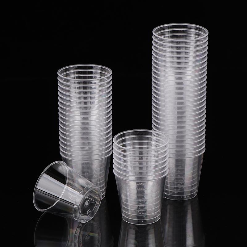 50Pcs 30Ml Disposable Mini Clear Plastic Cup Outdoor Picnic Birthday Kitchen Party Shot Glasses Jelly Cups Tableware Tasting