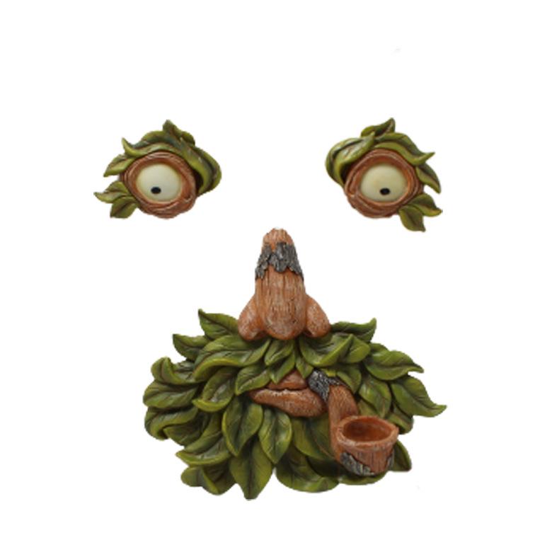 Creative Resin Tree Face Ornament - Fluorescent Leaf Pipe for Micro-Landscape and Garden Decoration
