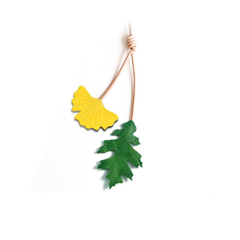 Handmade Genuine Leather Oak Leaf Bag Charm and Keychain Accessory