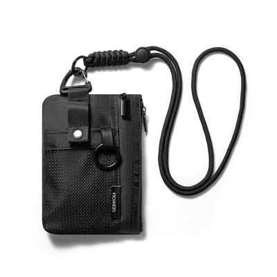 Cartera pequeña minimalista con bloqueo RFID y ventana para DNI, Estuche para DNI con llavero de cordón para tarjetas, efectivo