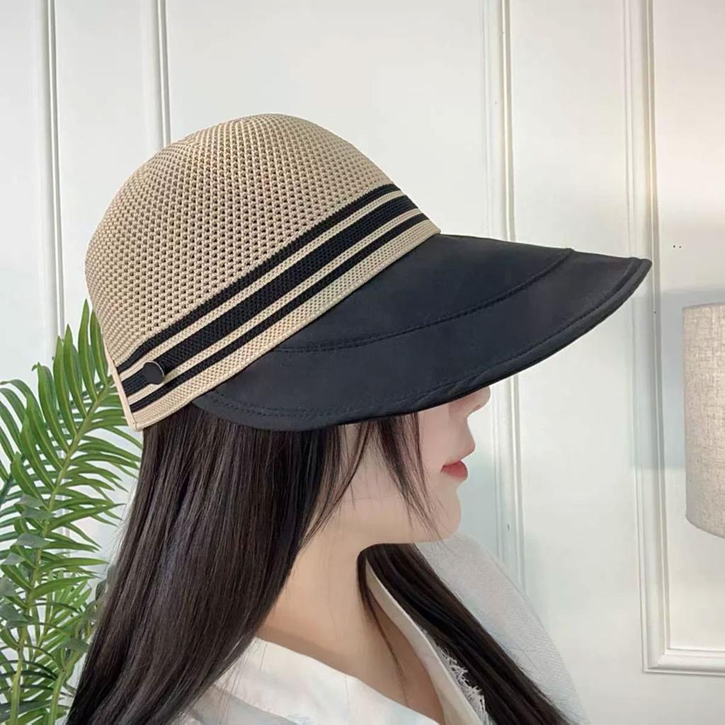 New extended brim mesh top cap women's spring and summer big head circumference fashion versatile sunshade outdoor travel sunscreen cap