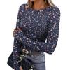 Women's  And Winter Slim Bottom T-shirt Fashion Casual Gradient Printing Round Neck Pullover Long Sleeve Top