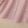 ZANZEA Camicetta casual da donna a righe a maniche lunghe con colletto rovesciato