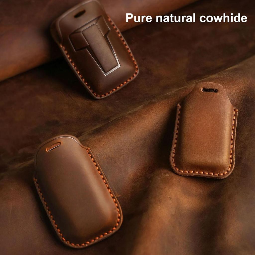 Vintage Leather 5-Button Key Fob Cover Case for Honda Civic Accord CRV HRV Pilot  2024 2025 2026, Handmade Crazy Horse Leather, Black