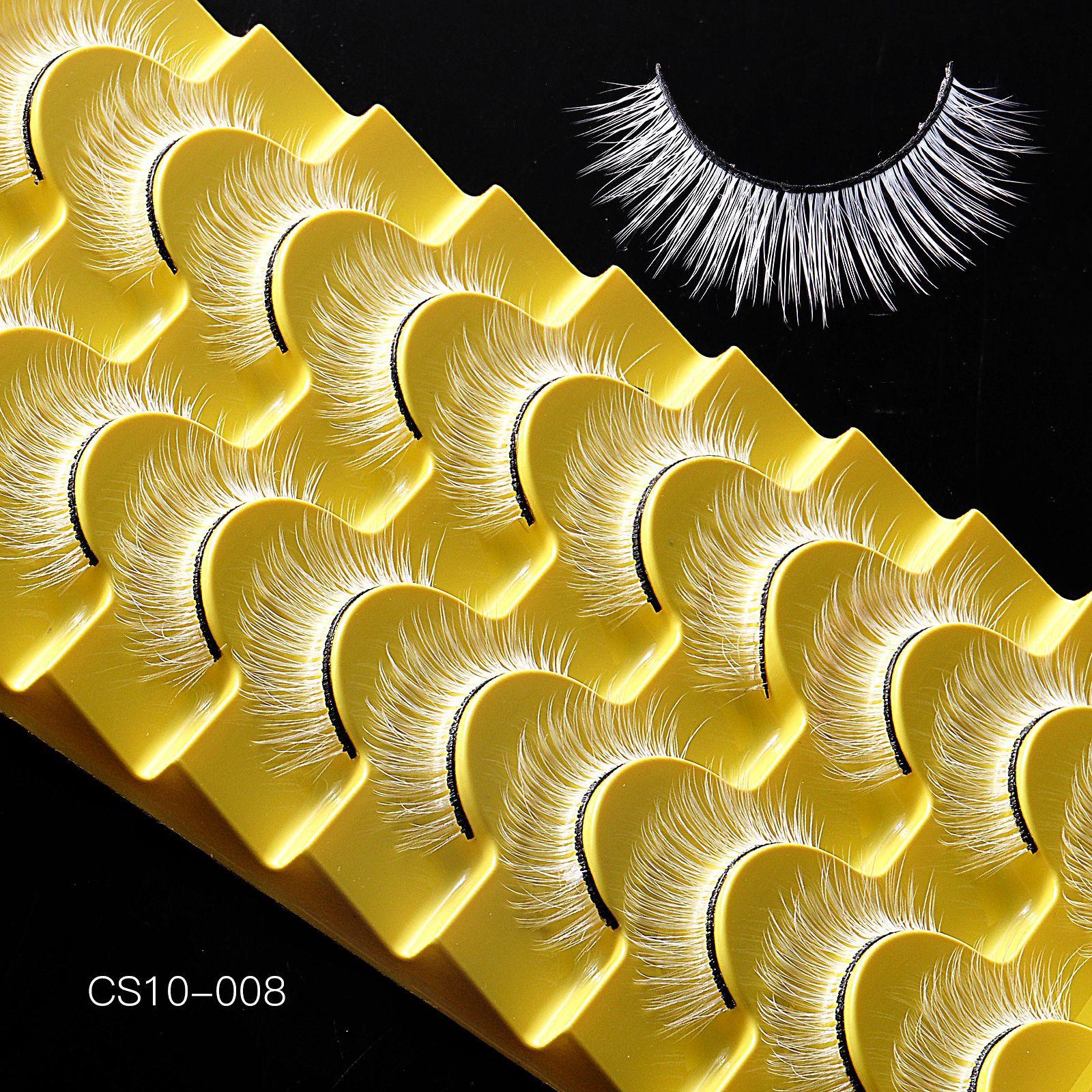 

10 Pairs Of White Chemical Fiber False Eyelashes, Festival Style, Stage Makeup, Party Eyelashes