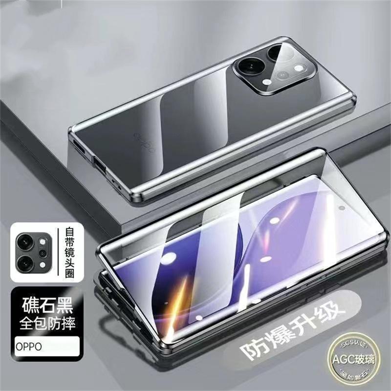 360 Full Case For Oppo Reno 14 Pro 5G Reno14 14Pro Double Sided Magnetic Adsorption Metal Tempering Glass Phone Cover