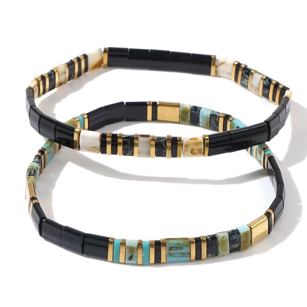 Elegant Tila Glass Beaded Bracelet Set - Fashionable Two-Piece All-Match Jewelry