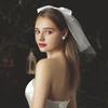 Elegante Hochzeit Braut Hochzeit Kopfschmuck Weißer Schleier Kopfschmuck Imitationsperle Schleife Kurzer Schleier Hinterkopfdeko Haaraccessoires