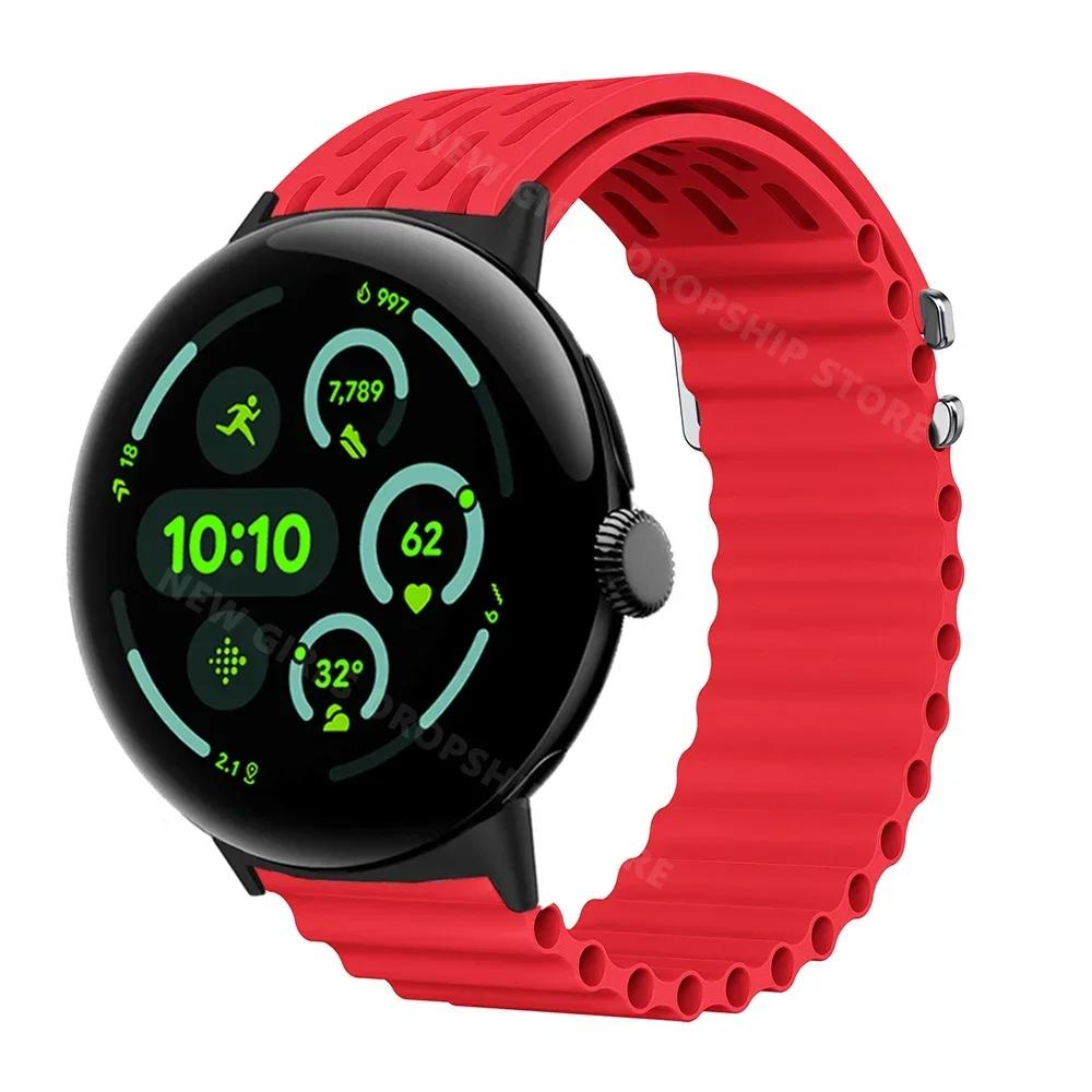 Soft Silicone Loop Strap for Google Pixel Watch 3 45mm Ocean Sports Band for Google Pixel Watch 3 45mm Men Breathable Bracelet