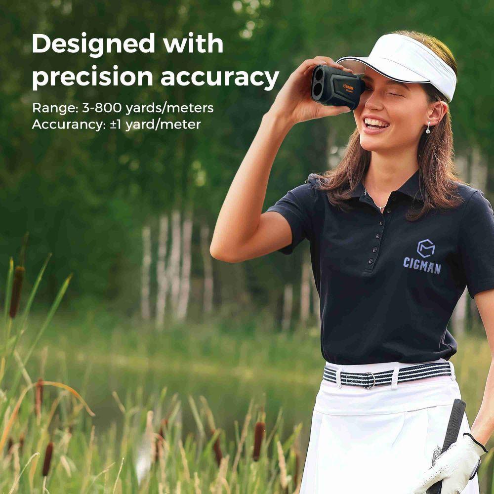 Dalmierz golfowy CIGMAN CT-800Y 800m z 6-krotnym powiększeniem, blokadą masztu flagowego za pomocą wibracji, paskiem magnetycznym, ładowaniem przez USB