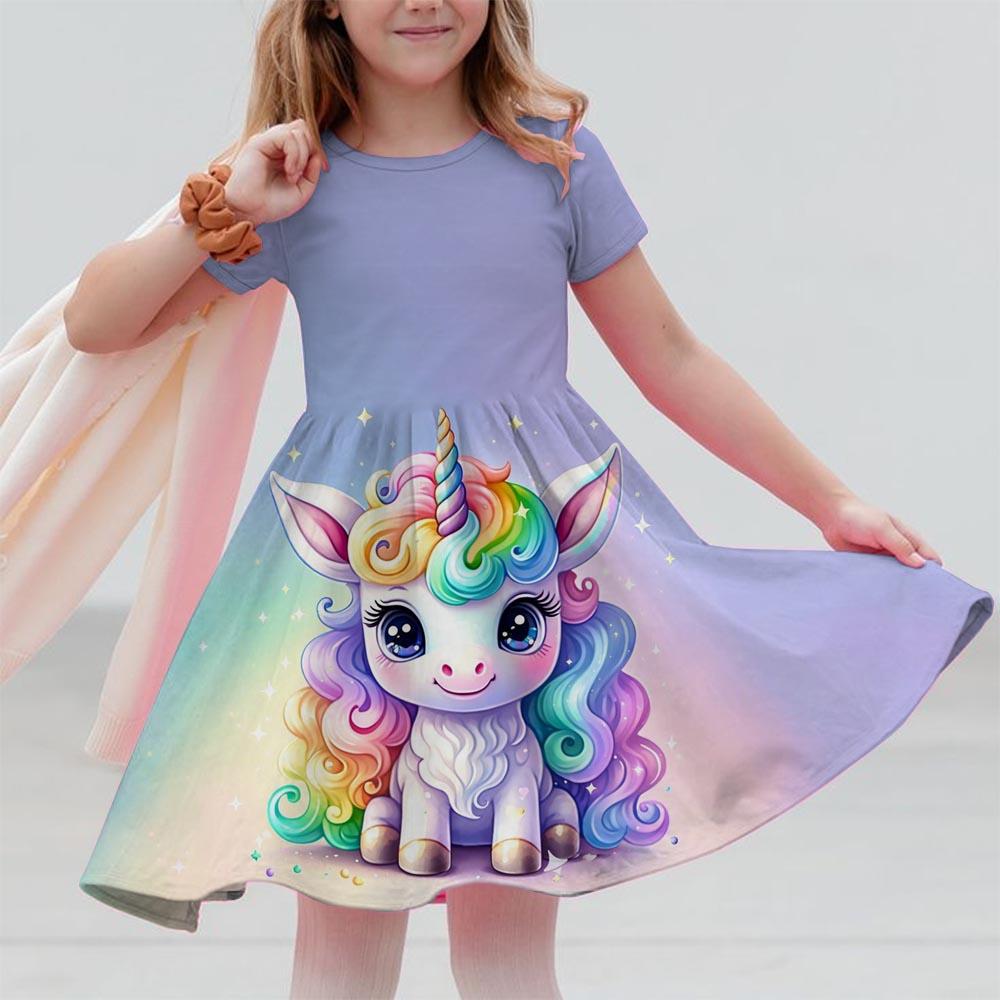 

Платье для девочки милое с 3D-принтом единорога модная детская одежда платье для вечеринки 160