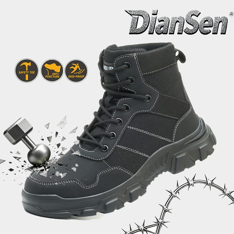 Men's High Top Work Safety Boots with Steel Toe Non-Slip Sole Durable Anti-smash & Anti-Puncture for Warehouse & Logistics Work