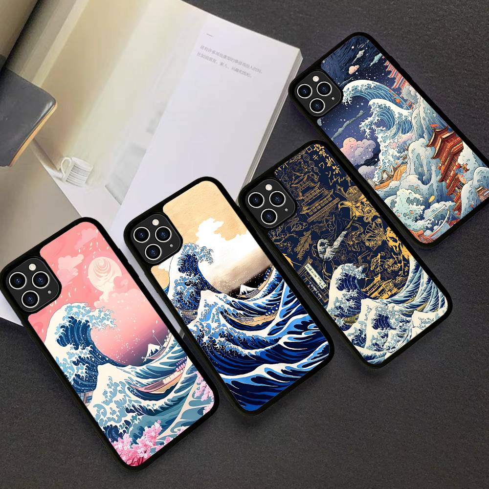 Kanagawa Great Wave Anime Phone Case For Iphone 16 15 14 13 12 11 Pro Max Plus Shockproof TPU+PC Hard Case