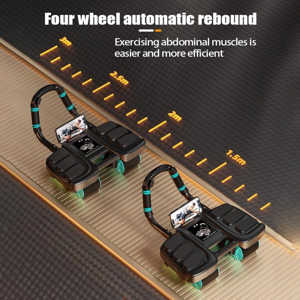Automatic Rebound Abdominal Wheel Roller, The Upgraded Four-wheel Abdominal Wheel Core Workout Equipment Home Gym Abs Machine