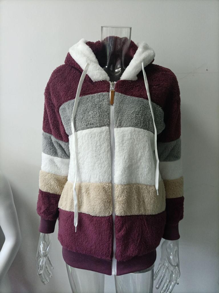 Women's Multi-Color Loose Plush Hooded Jacket for Autumn/Winter 2026