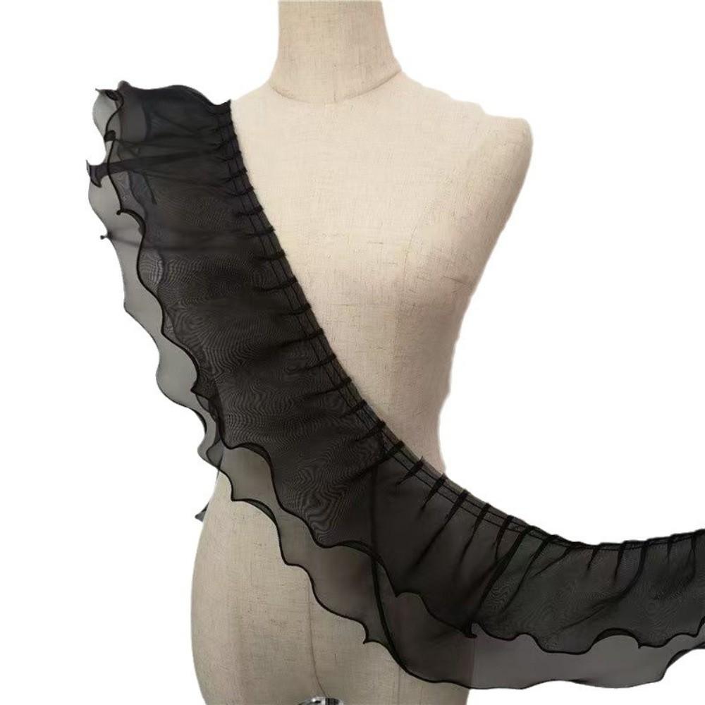 Sheer Organza Material Scalloped Edge Frill Ribbon Double Layer Lace Trim  Curtain Decoration