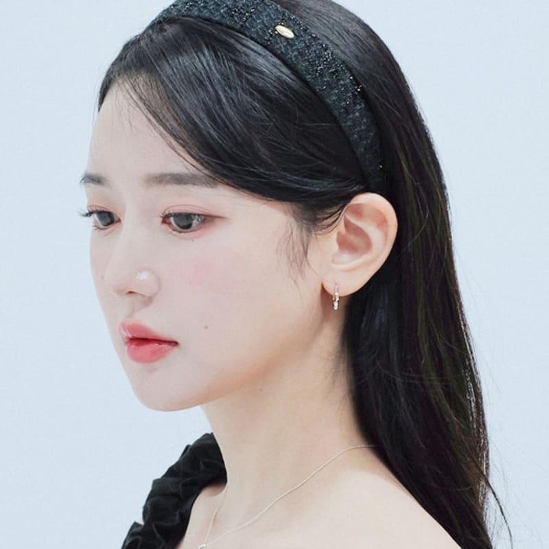 

oooho Тонкая повязка для волос - Черный твид Black Tweed