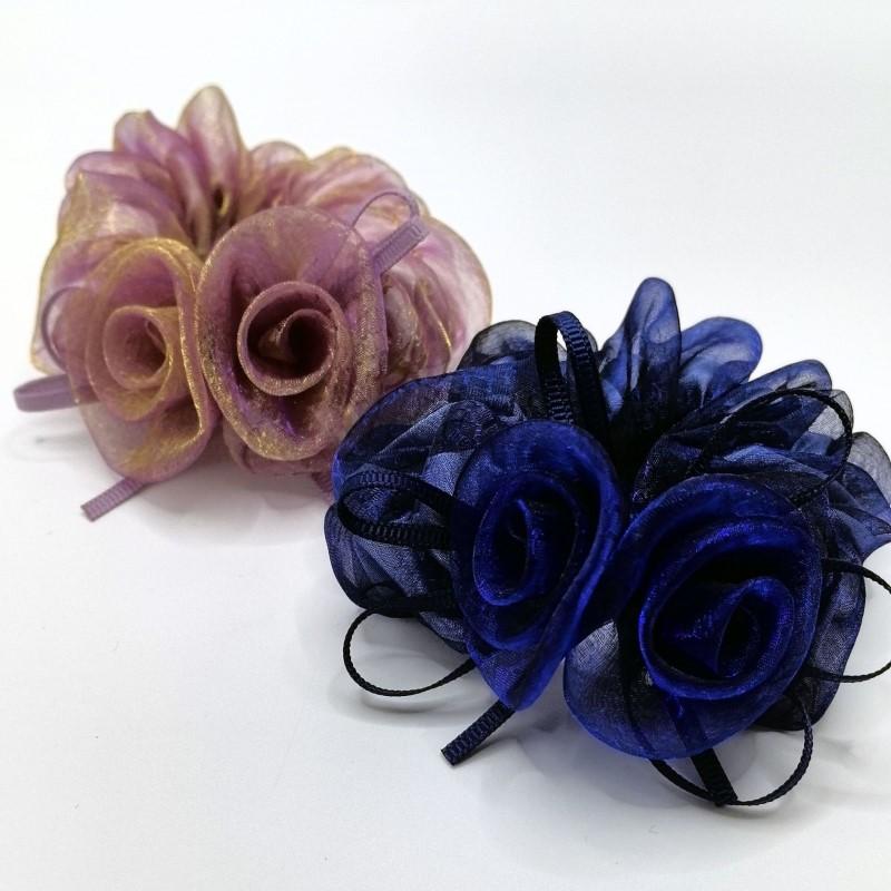Korean Style High-end Rose Flower Scrunchie Fashionable Floral Hair Accessory Rose Flower Hair Tie Set  Rose Hair Scrunchie