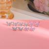 Copper-Plated Gold & 925 Silver Butterfly Earrings with Pink Diamond & Rainbow Zirconia for Women