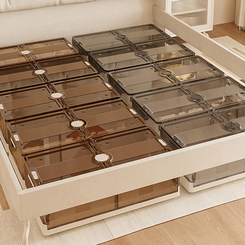 Under Bed Storage Containers Foldable Rolling Storage Bins Plastic Clothes Organizer with Wheels