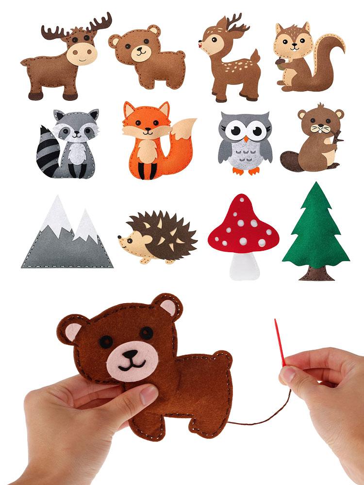 Felt Animals Sewing Kit Kids  Educational Animal Sewing Felt Toy Craft DIY Sewing Felt Plush Animals for Beginners Educational