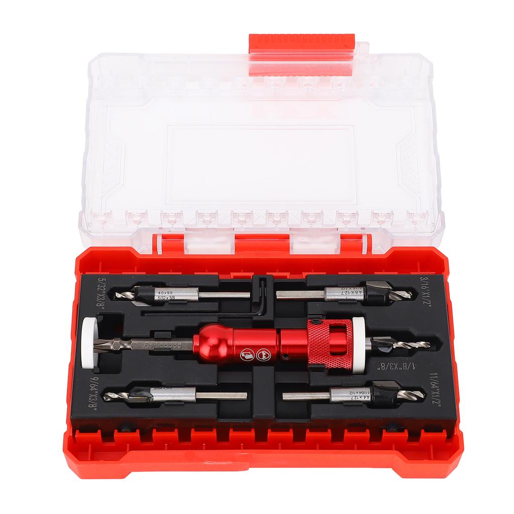 Countersink Drill Bit Set for Wood with Adjustable Depth Stop 82 Degree Carbide Tipped Pilot Screw H