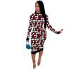 H208 European Spring/Autumn Women's Long Sleeve Irregular Print Dress