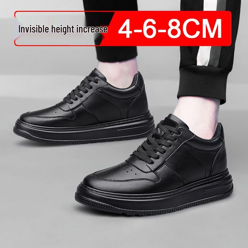 Men's 8cm Invisible Height Increasing Shoes - Breathable White Outdoor Sports & Casual Sneakers