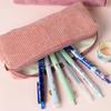 New retro corduroy solid color pencil case artistic minimalist stationery bag high school student storage bag birthday gift bag