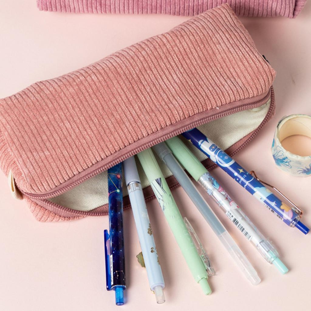 New retro corduroy solid color pencil case artistic minimalist stationery bag high school student storage bag birthday gift bag