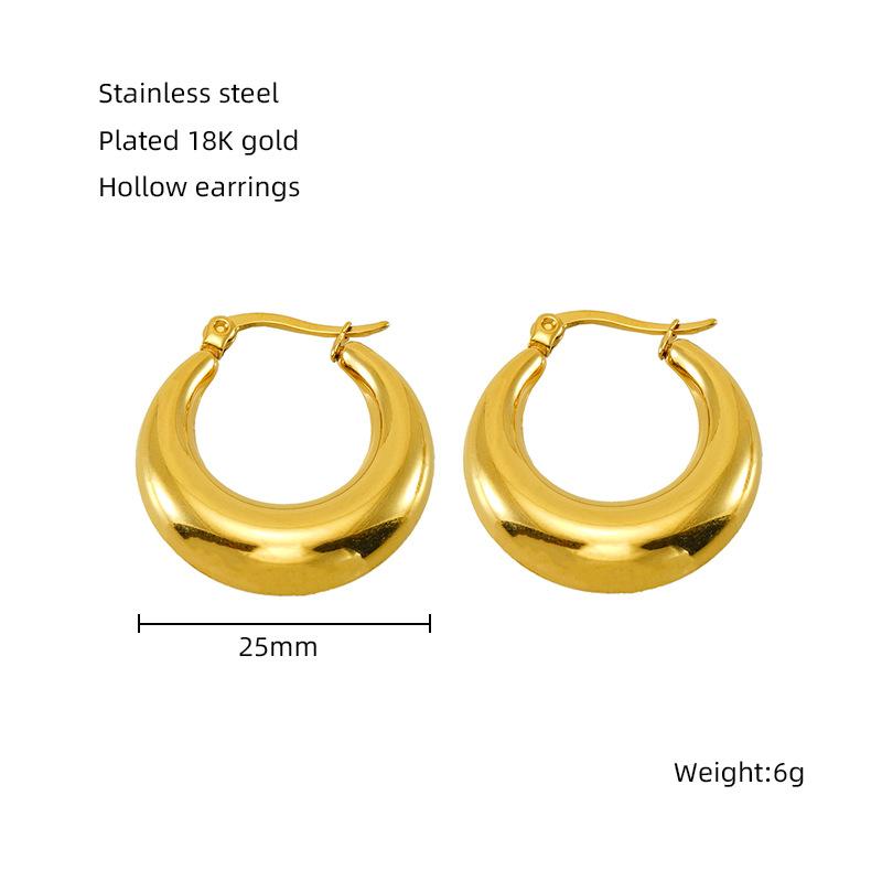 2025 new trendy fashion electroplating polished hollow earrings simple and versatile classic design earrings