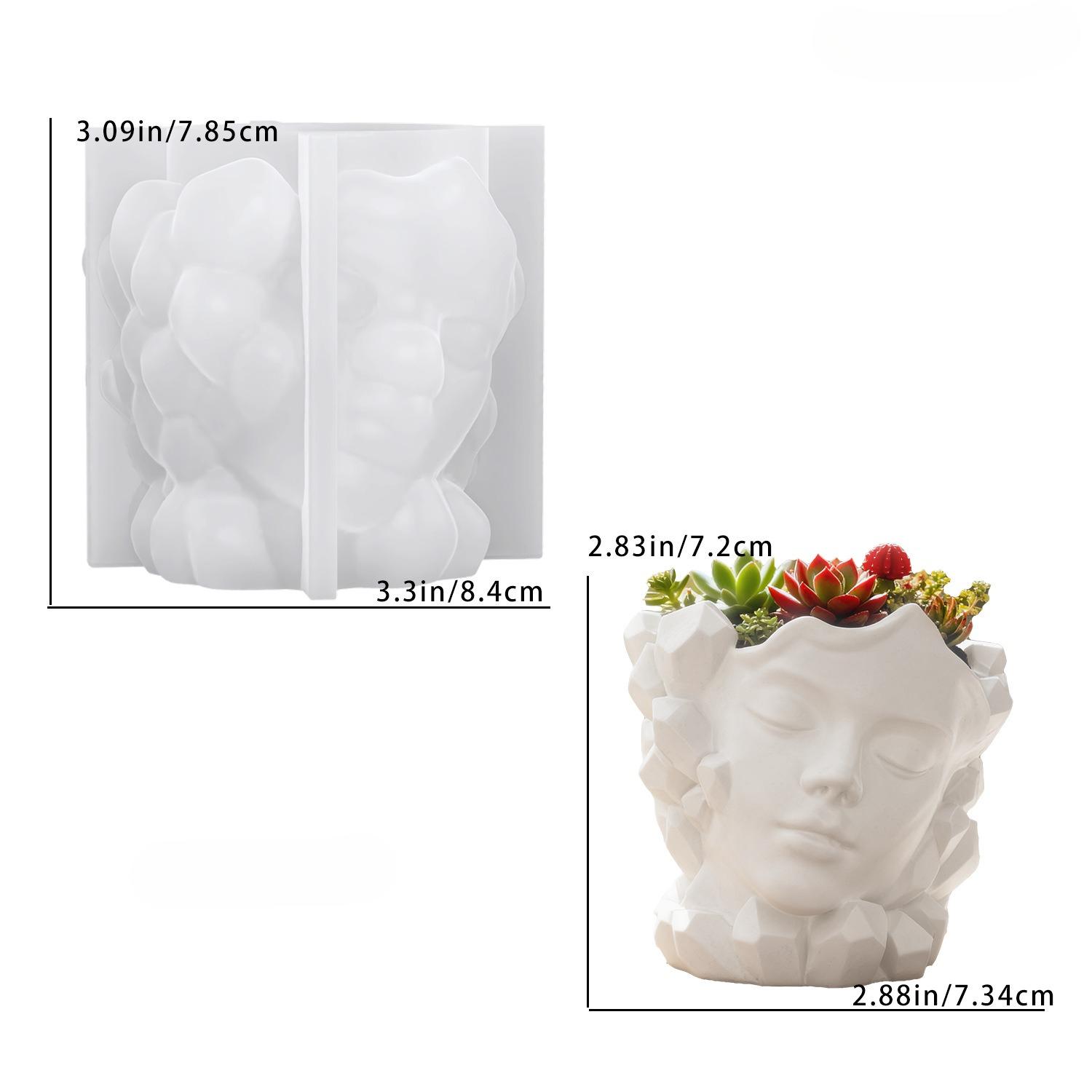 DIY crystal human face flower pot art decoration silicone mold plaster ornament resin mold home decoration