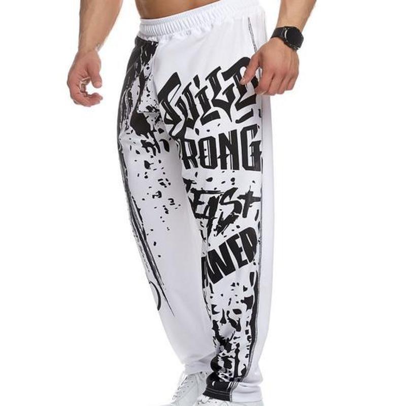 Elastický potisk v pase Volné Quick Men Tepláky pro volný čas Bodybuilding Joggers Kalhoty na běh