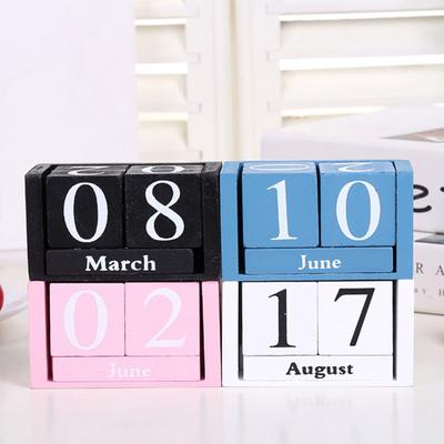 Holzblöcke Schreibtischkalender Monat Datumsanzeige Wiederverwendbarer Bauernhaus Rustikaler Massivholz Ewiger Kalender Home